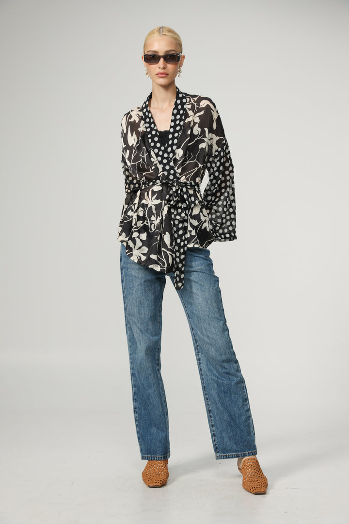Floral/Dots Short Kimono