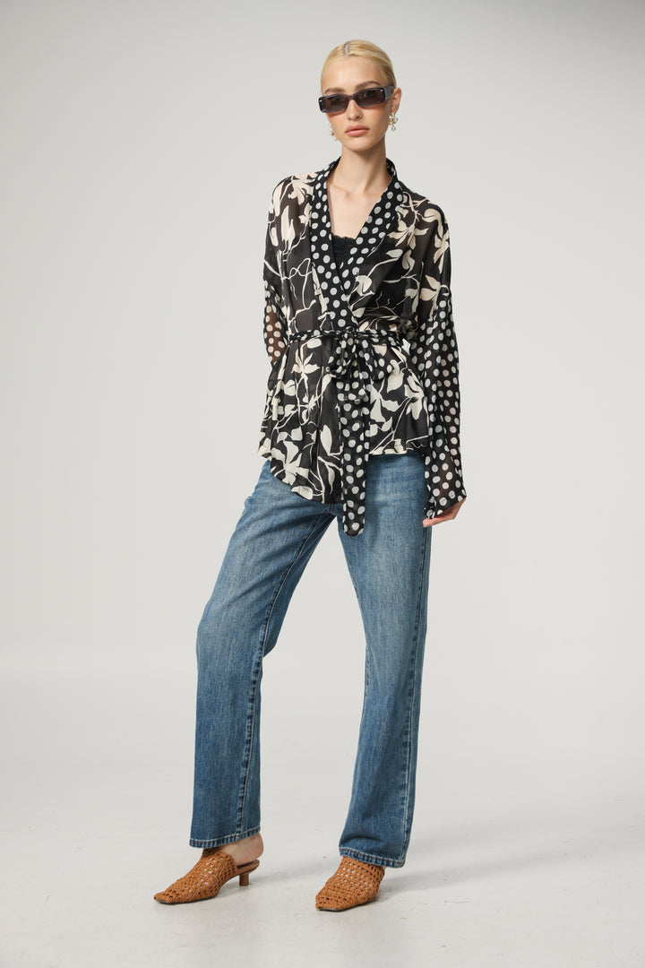 Floral/Dots Short Kimono