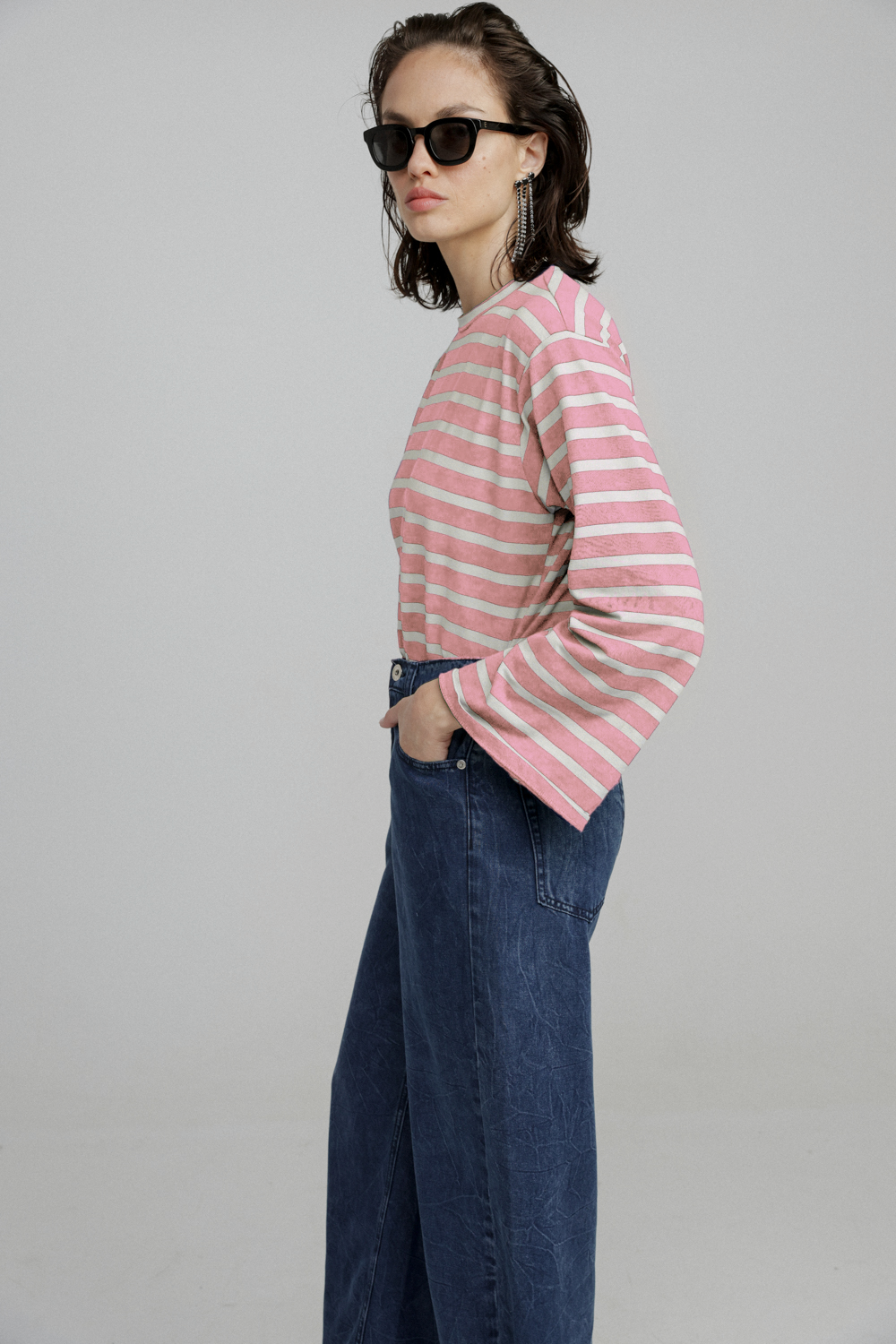 Rock Pink Ribbed Striped Shirt