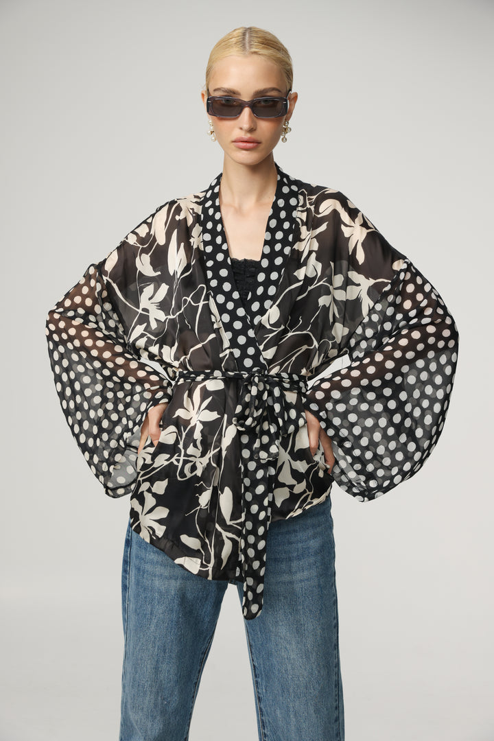 Floral/Dots Short Kimono