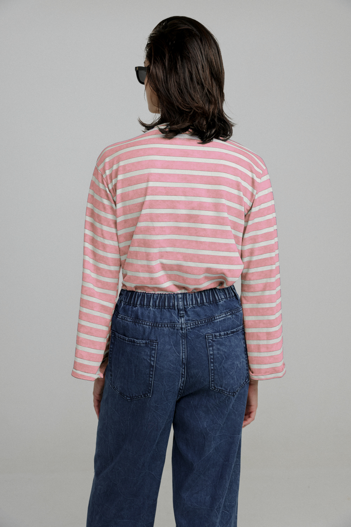 Rock Pink Ribbed Striped Shirt