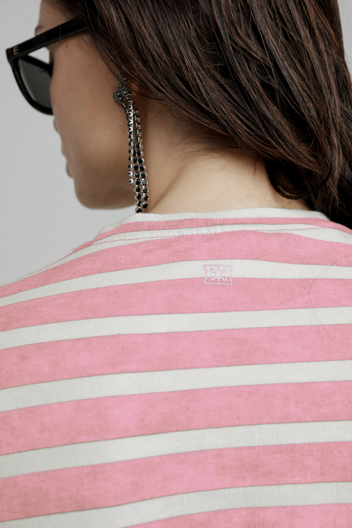 Rock Pink Ribbed Striped Shirt