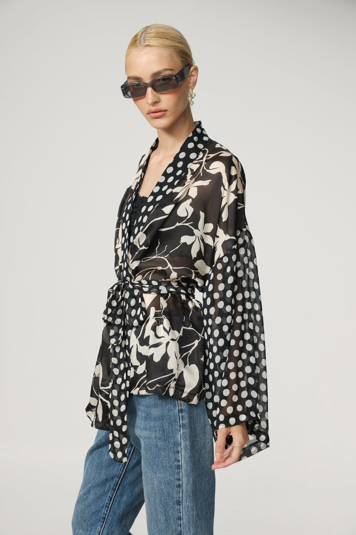 Floral/Dots Short Kimono