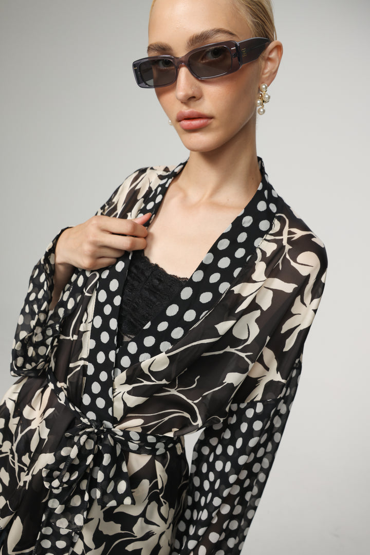 Floral/Dots Short Kimono