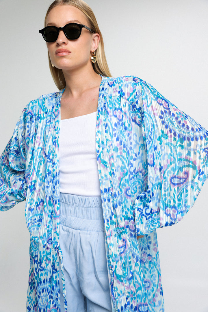 עליונית קימונו ארוך דגם Hillside Blue Kimono