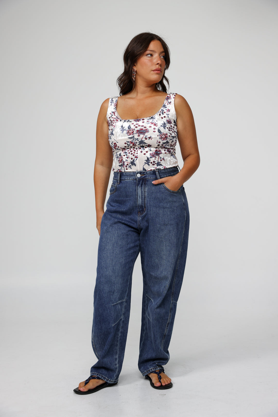 Corset Floral Velvet Tank