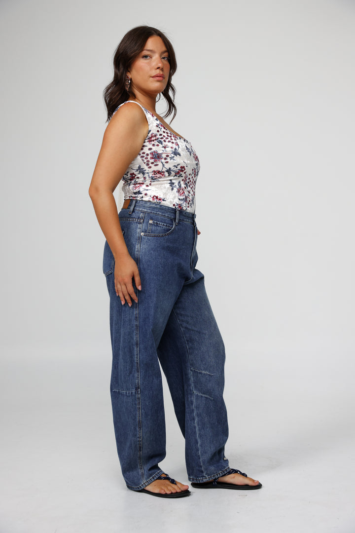 Corset Floral Velvet Tank