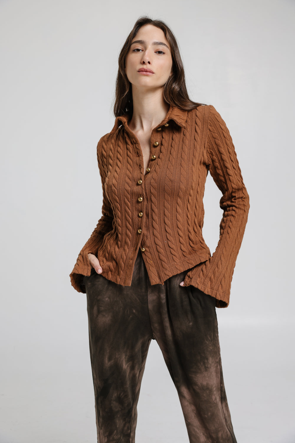 Knitted Camel Cardigan