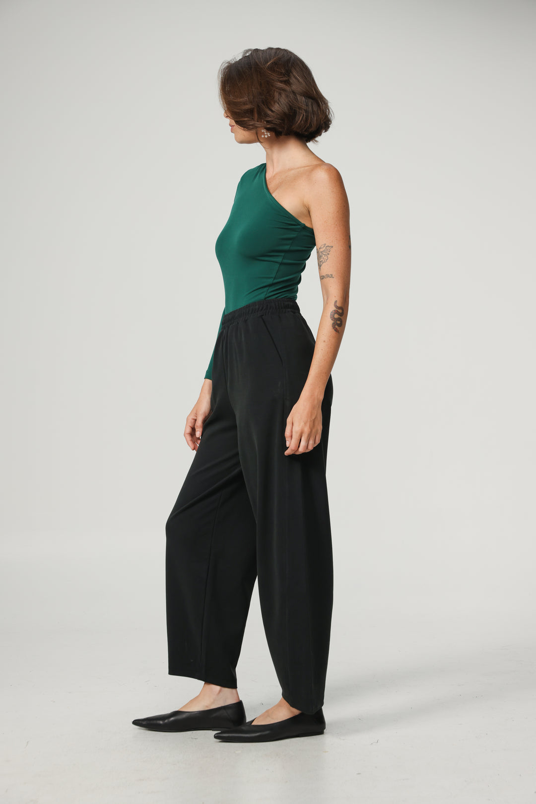 Green One Shoulder Padded Shirt