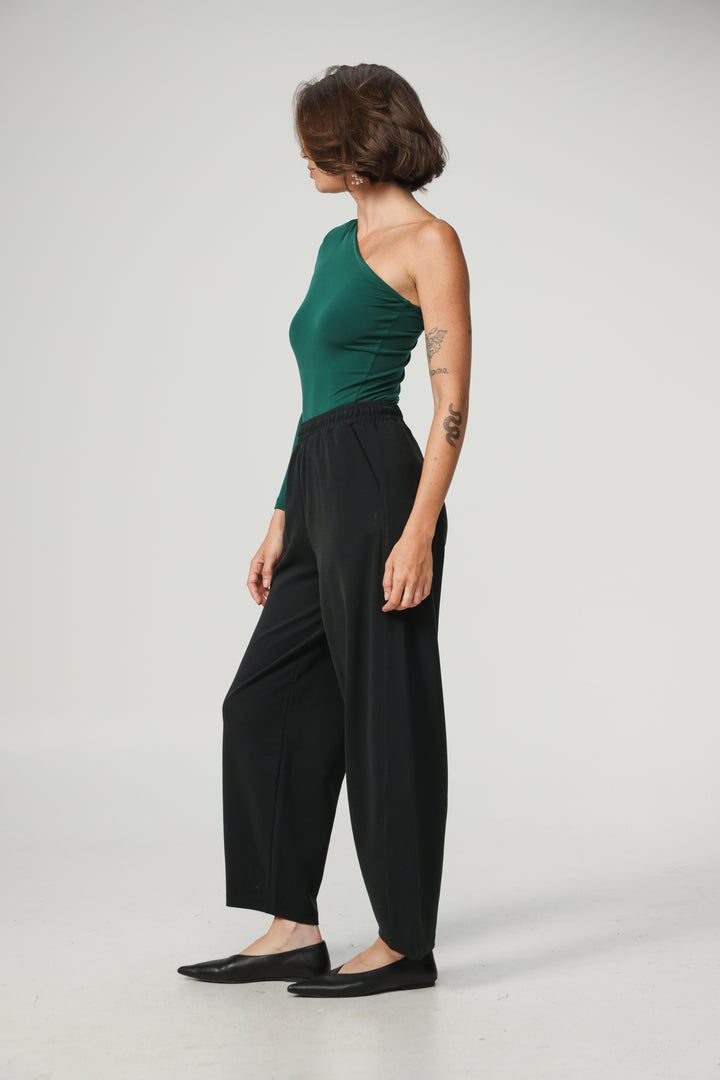 Green One Shoulder Padded Shirt