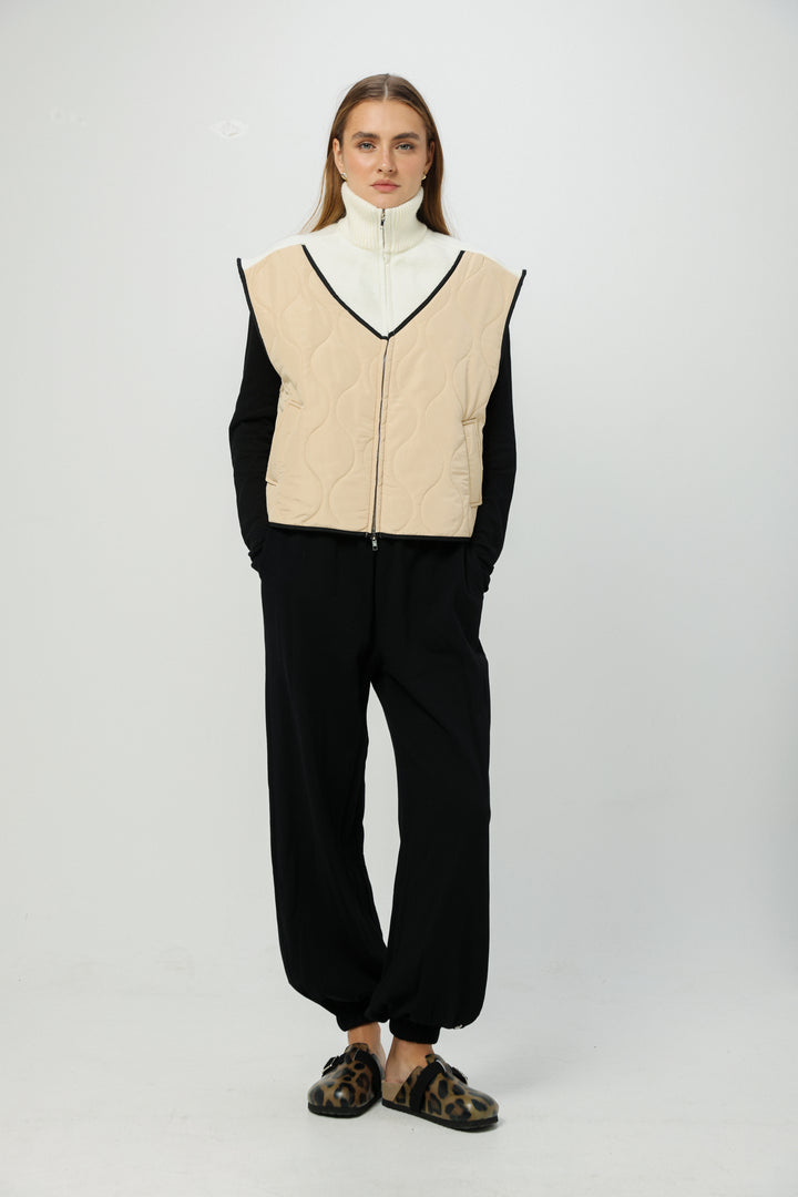 Mixed Cream Quilted Vest