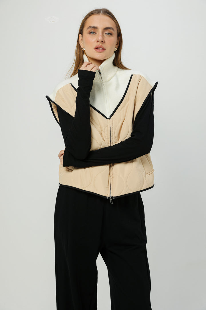 Mixed Cream Quilted Vest