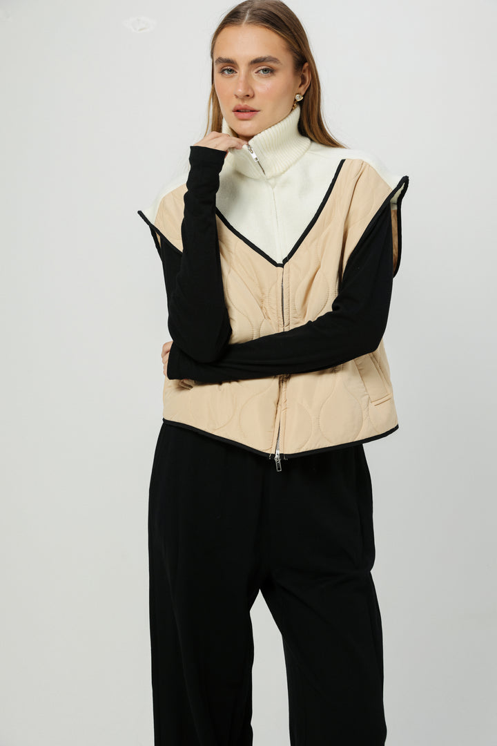 Mixed Cream Quilted Vest