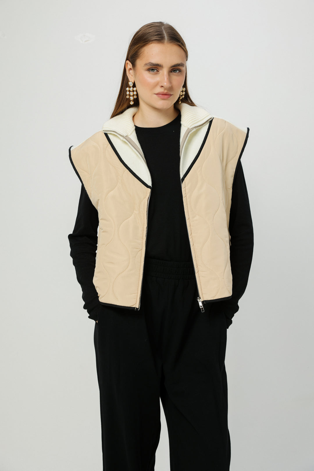 Mixed Cream Quilted Vest