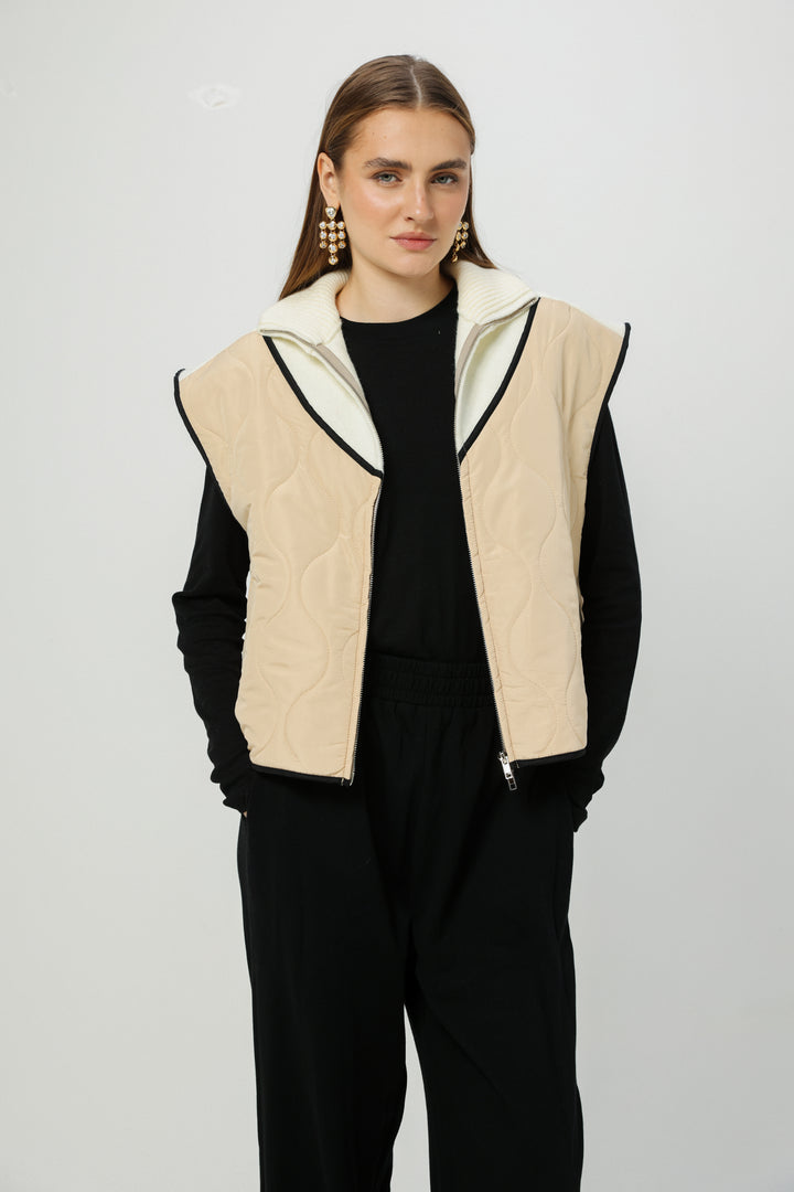 Mixed Cream Quilted Vest