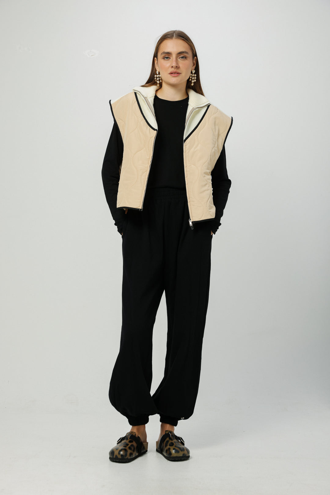 Mixed Cream Quilted Vest