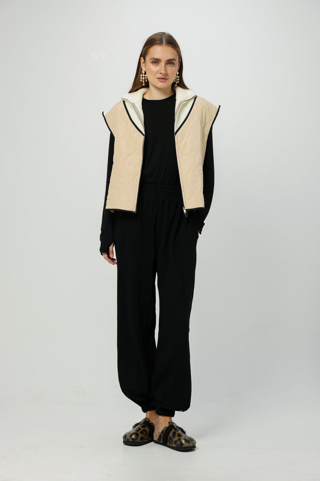 Mixed Cream Quilted Vest