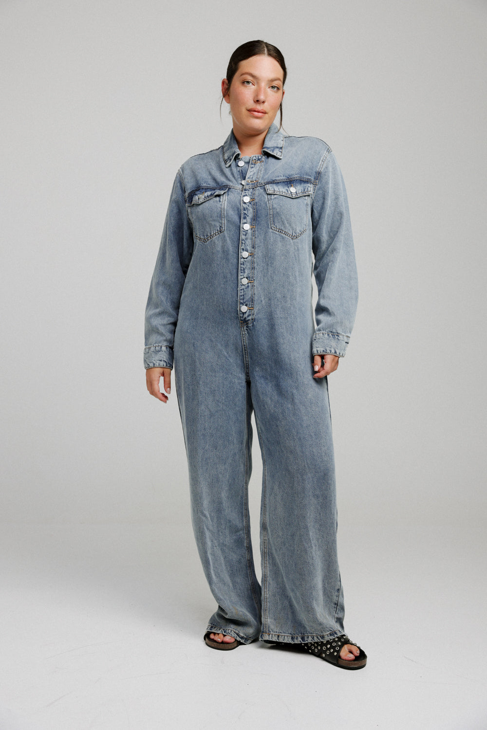 Herzel Blue Wide Denim Jumpsuit