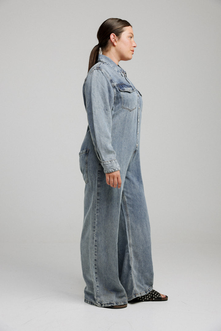 Herzel Blue Wide Denim Jumpsuit