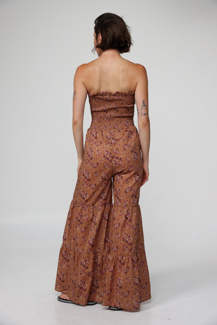 אוברול פרחוני סטרפלס מידה XS Centara Floral Jumpsuit