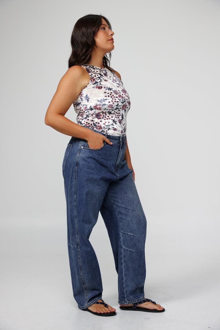 Sky Floral Velvet Bodysuit