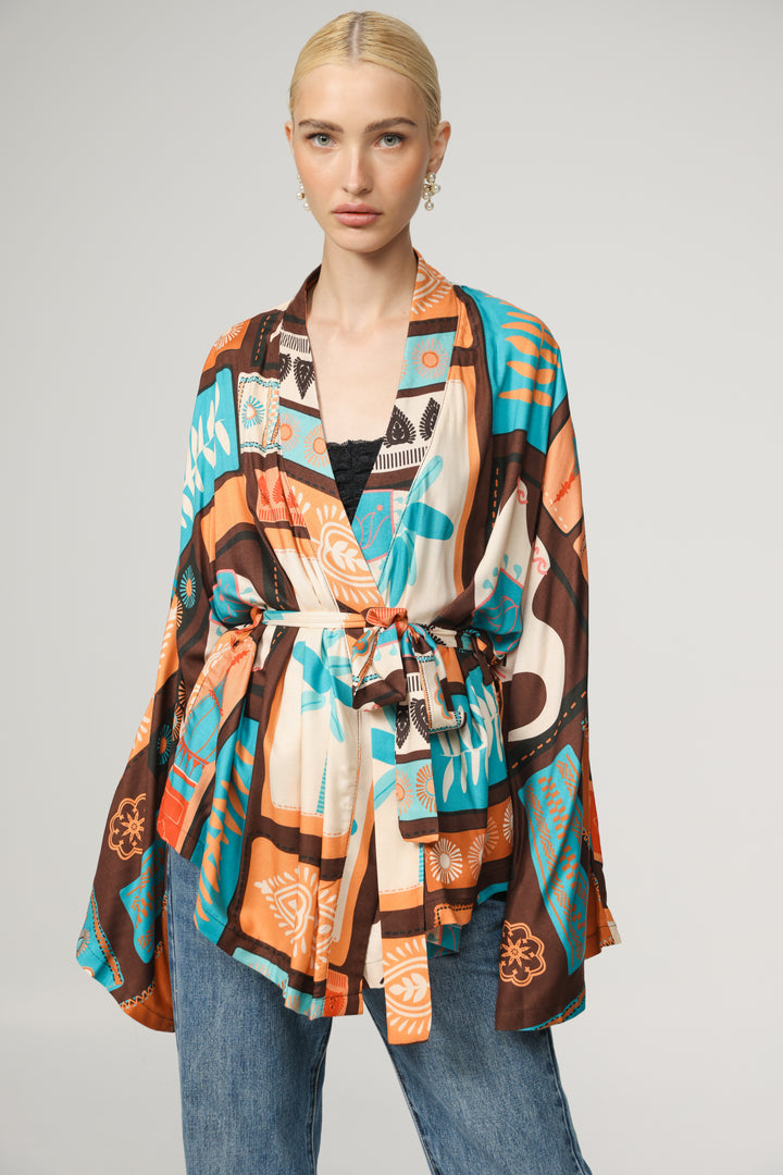 Graphic Short Kimono