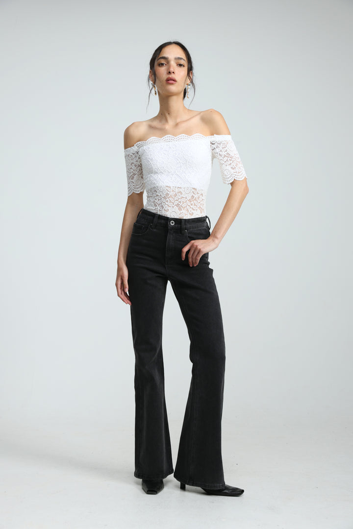 Noir Short White Off Shoulder Bodysuit