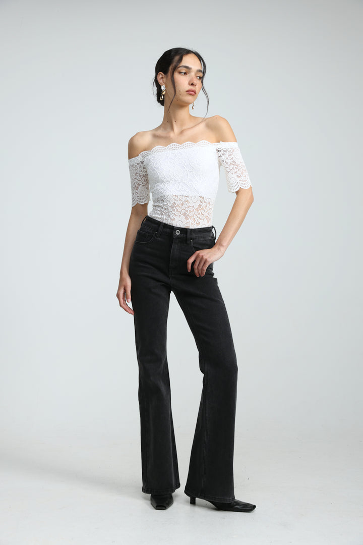 Noir Short White Off Shoulder Bodysuit