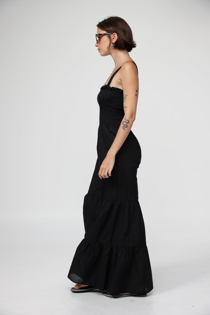 אוברול שחור רגל רחבה Centara Black Jumpsuit 