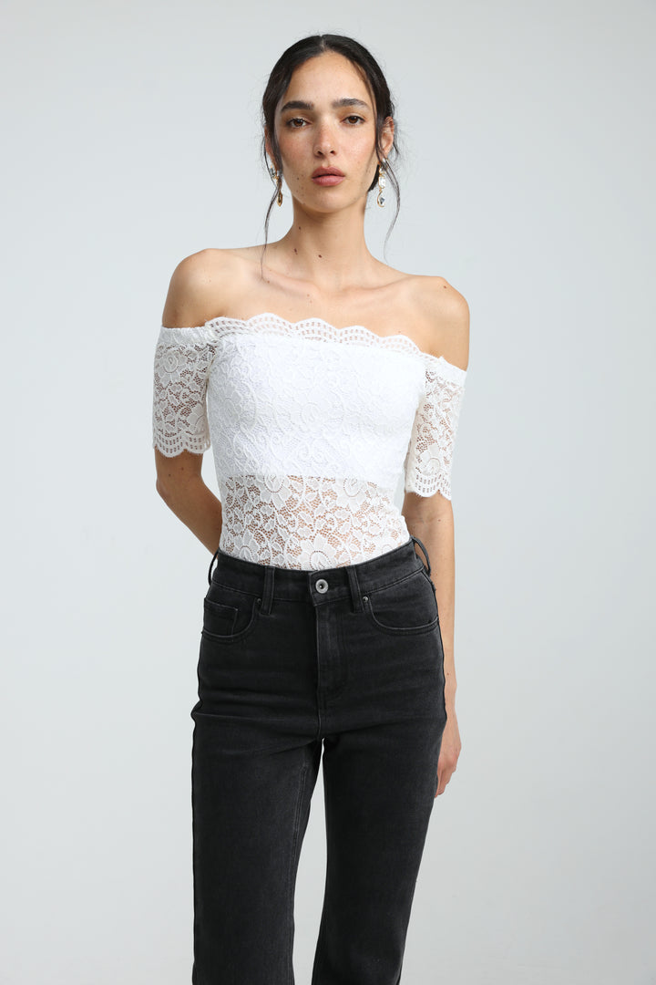Noir Short White Off Shoulder Bodysuit