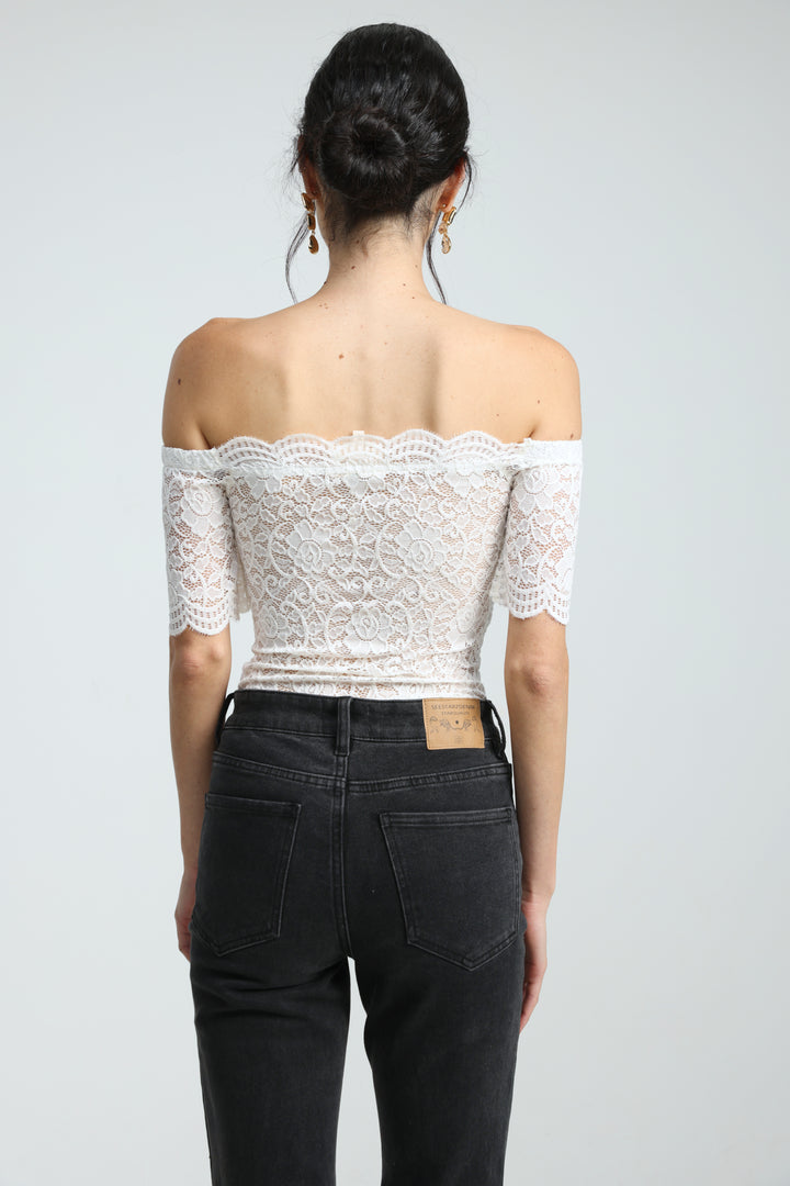Noir Short White Off Shoulder Bodysuit