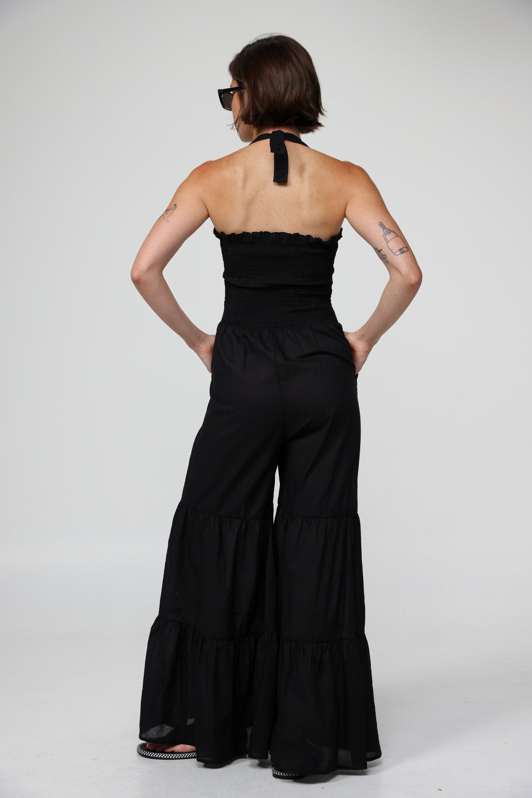 אוברול שחור קשירת קולר Centara Black Jumpsuit 