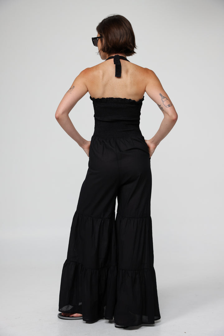 אוברול שחור קשירת קולר Centara Black Jumpsuit 