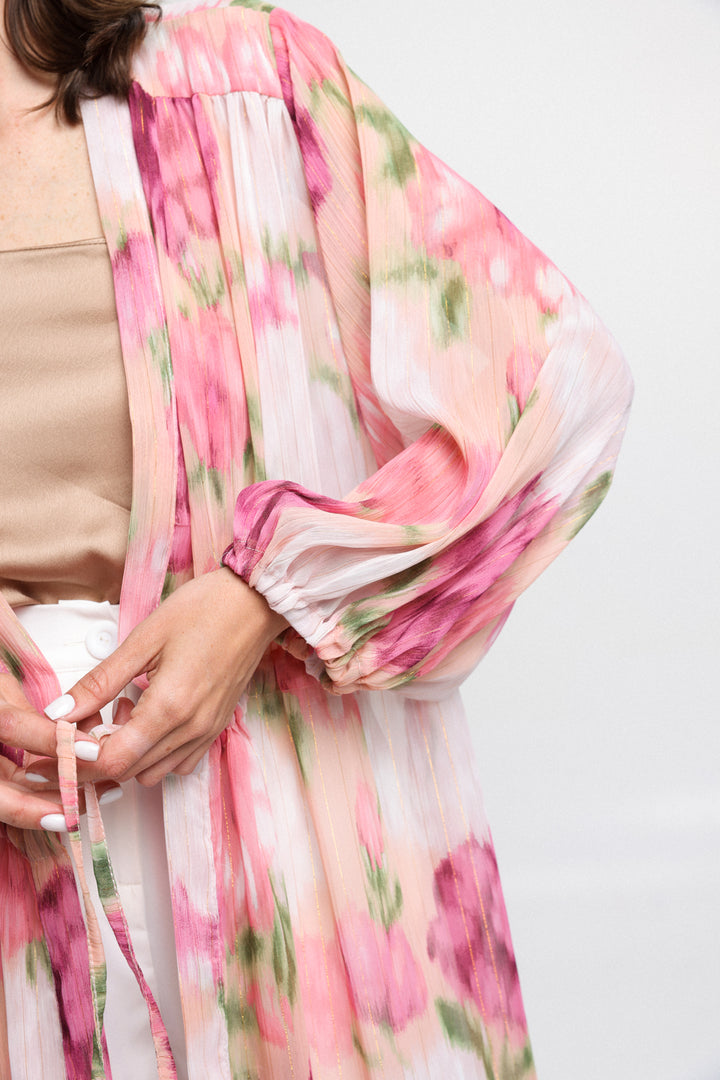 עליונית קימונו ארוך דגם Hillside Pink Kimono