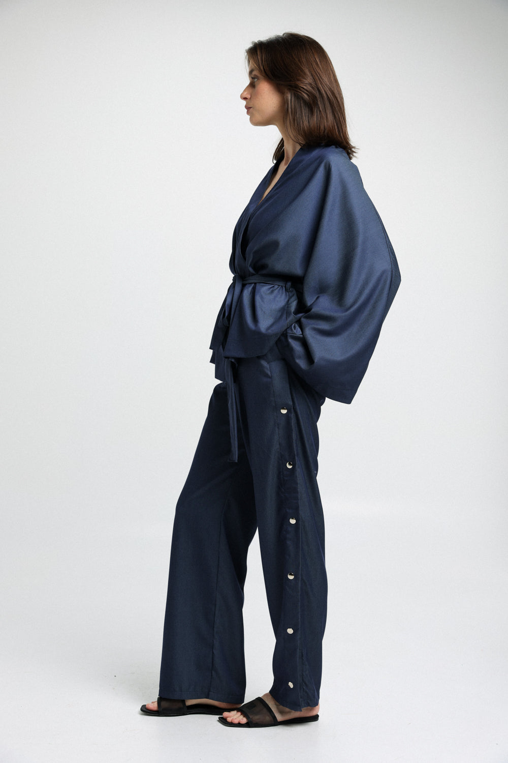 עליונית קימונו לנשים Inspo Blue Kimono שרוול ארוך