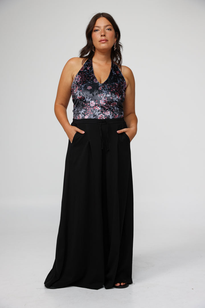 Note Floral Velvet Bodysuit