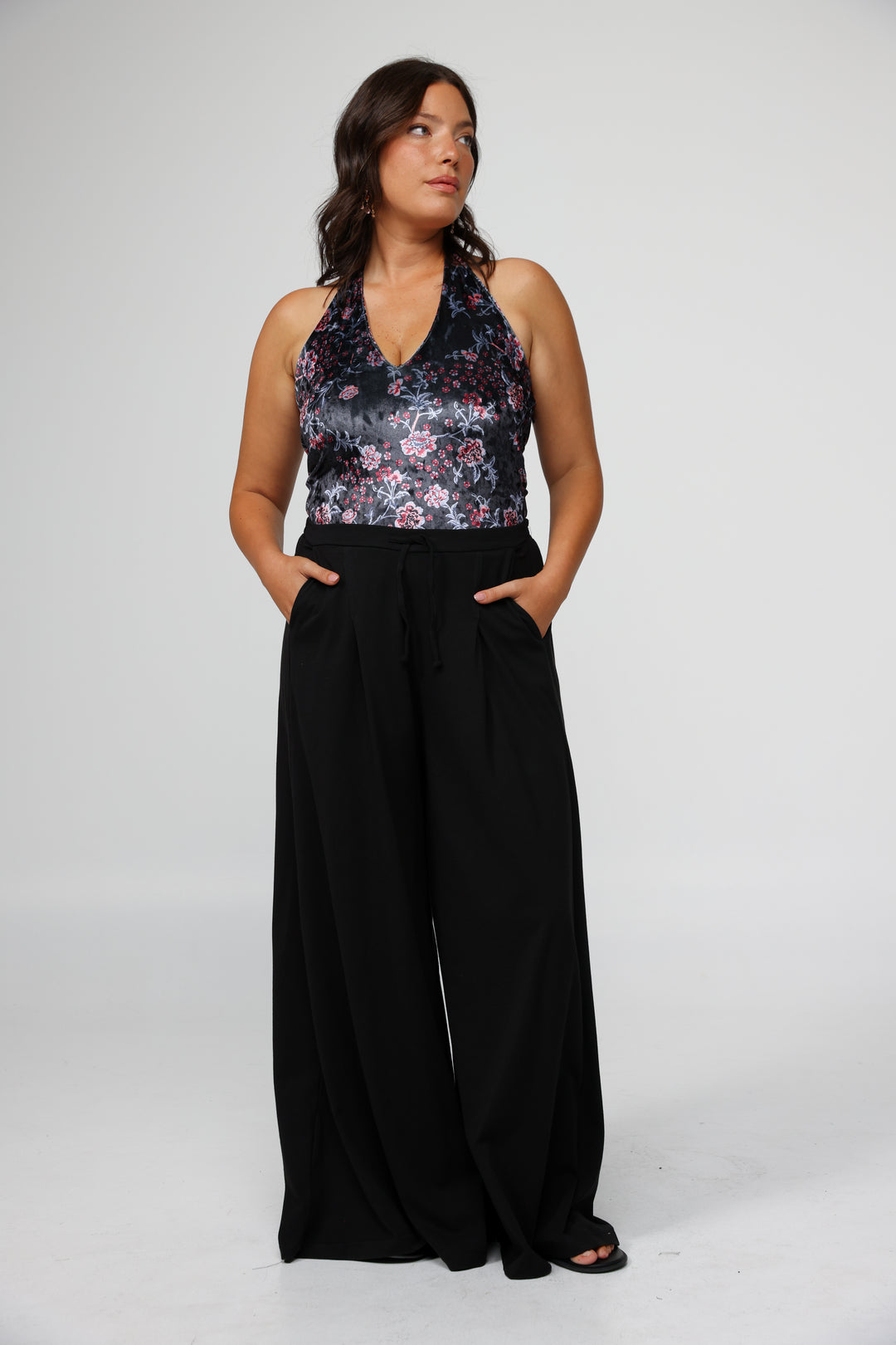 Note Floral Velvet Bodysuit