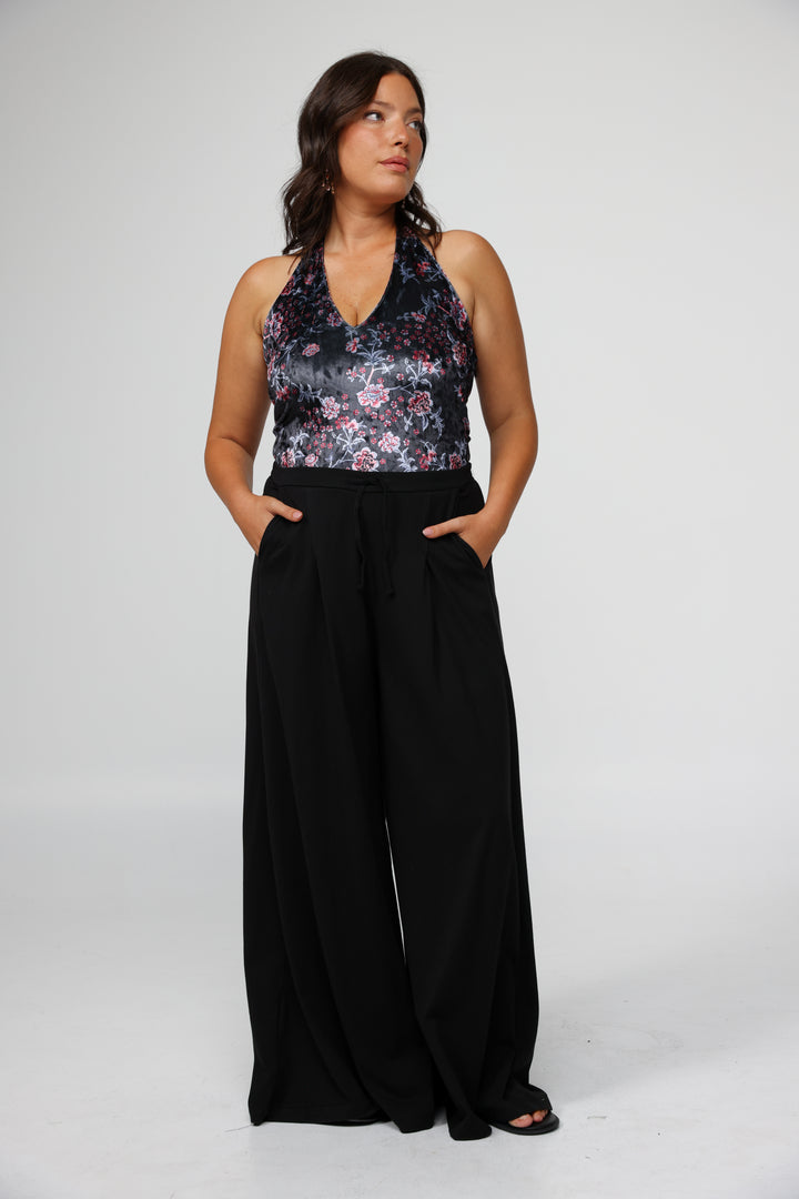 Note Floral Velvet Bodysuit