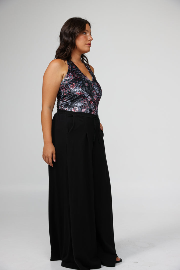 Note Floral Velvet Bodysuit