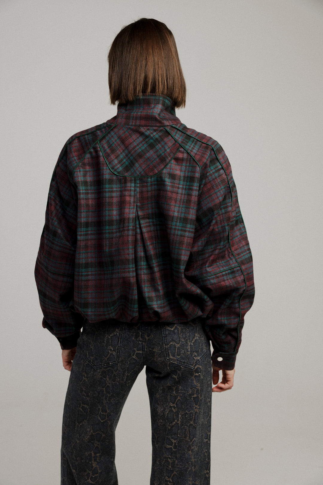 ג'קט משובץ גב Bima Plaid Bomber Jacket