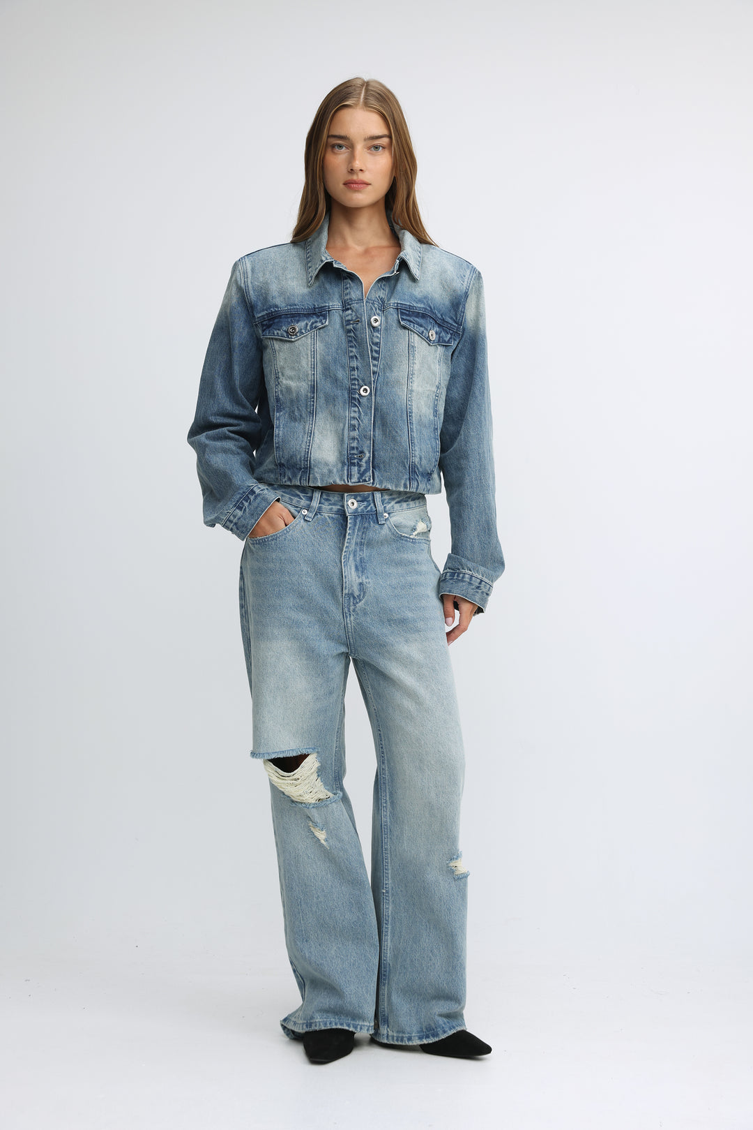 Padded Blue Denim Jacket