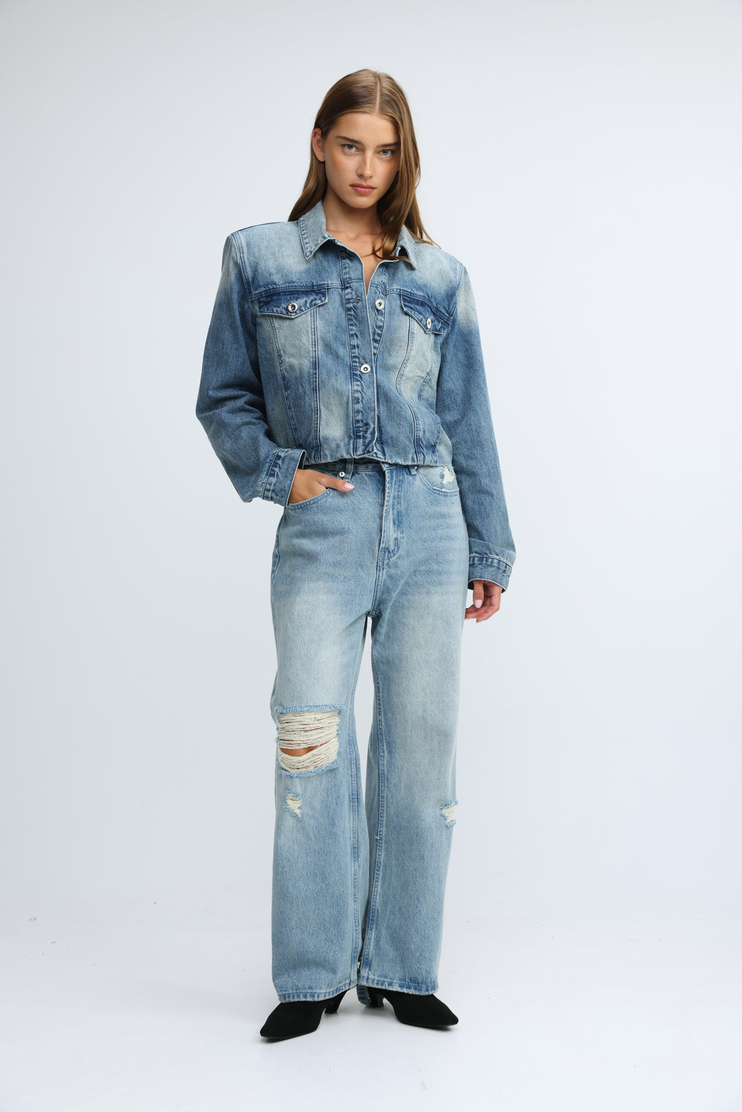 Padded Blue Denim Jacket
