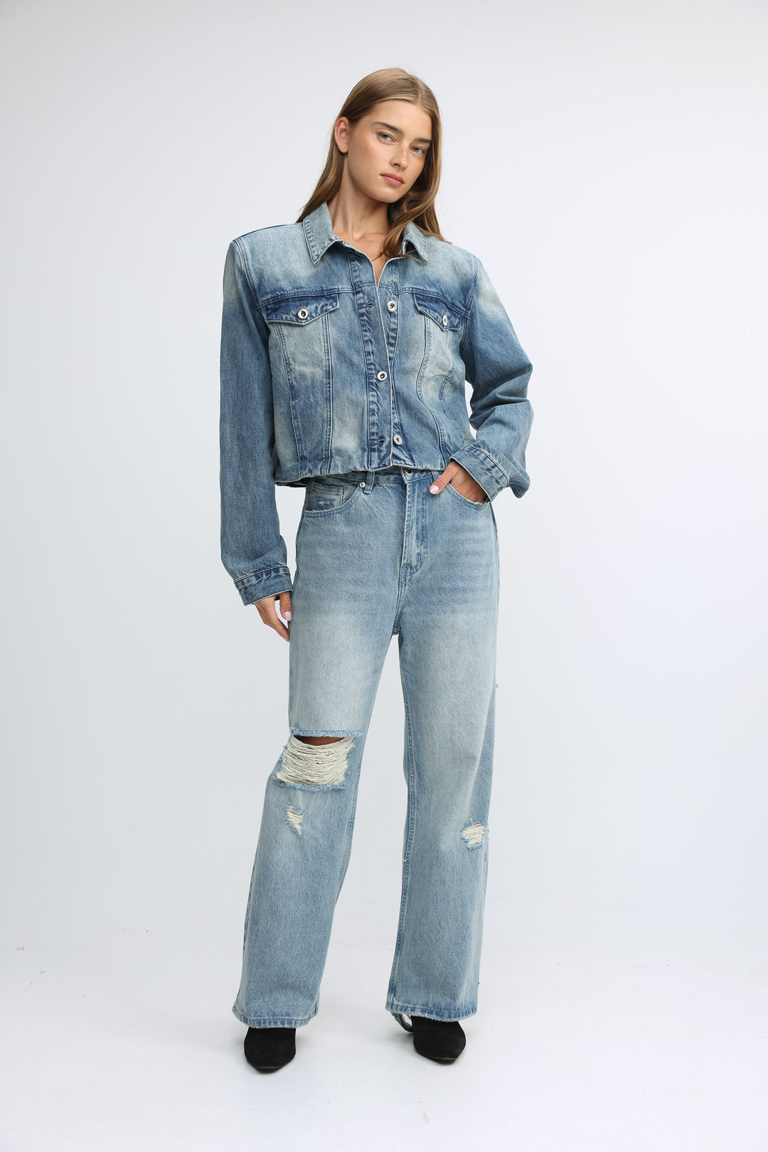 Padded Blue Denim Jacket