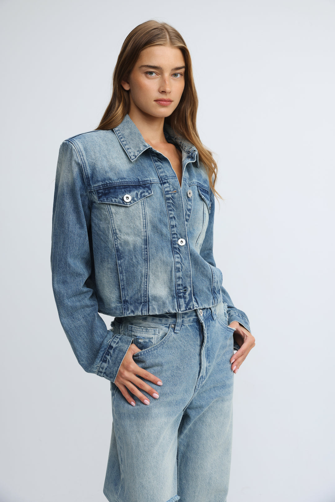 Padded Blue Denim Jacket