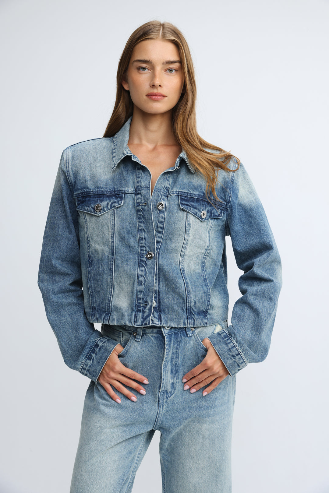 Padded Blue Denim Jacket