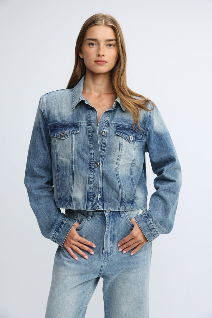 Padded Blue Denim Jacket