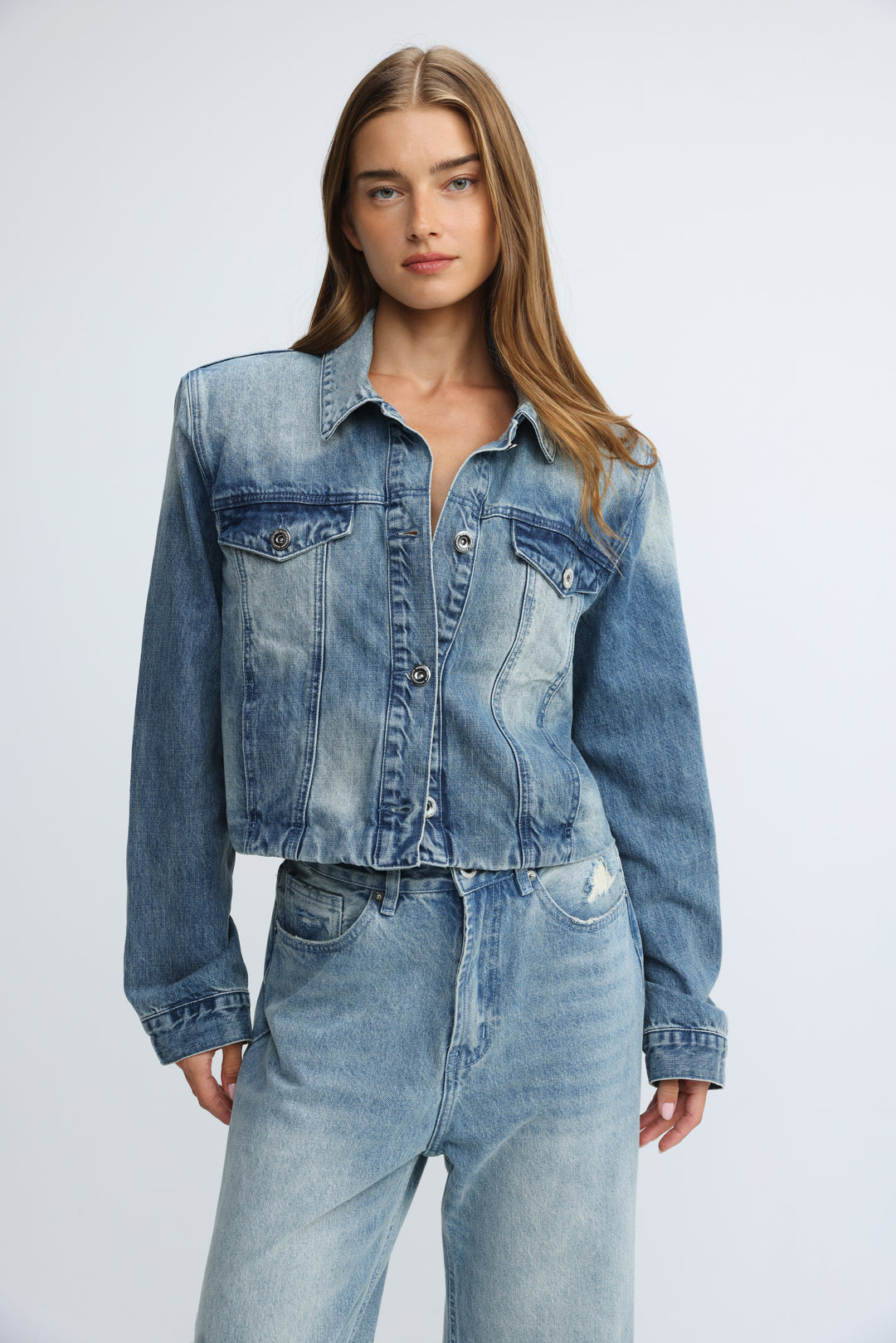 Padded Blue Denim Jacket