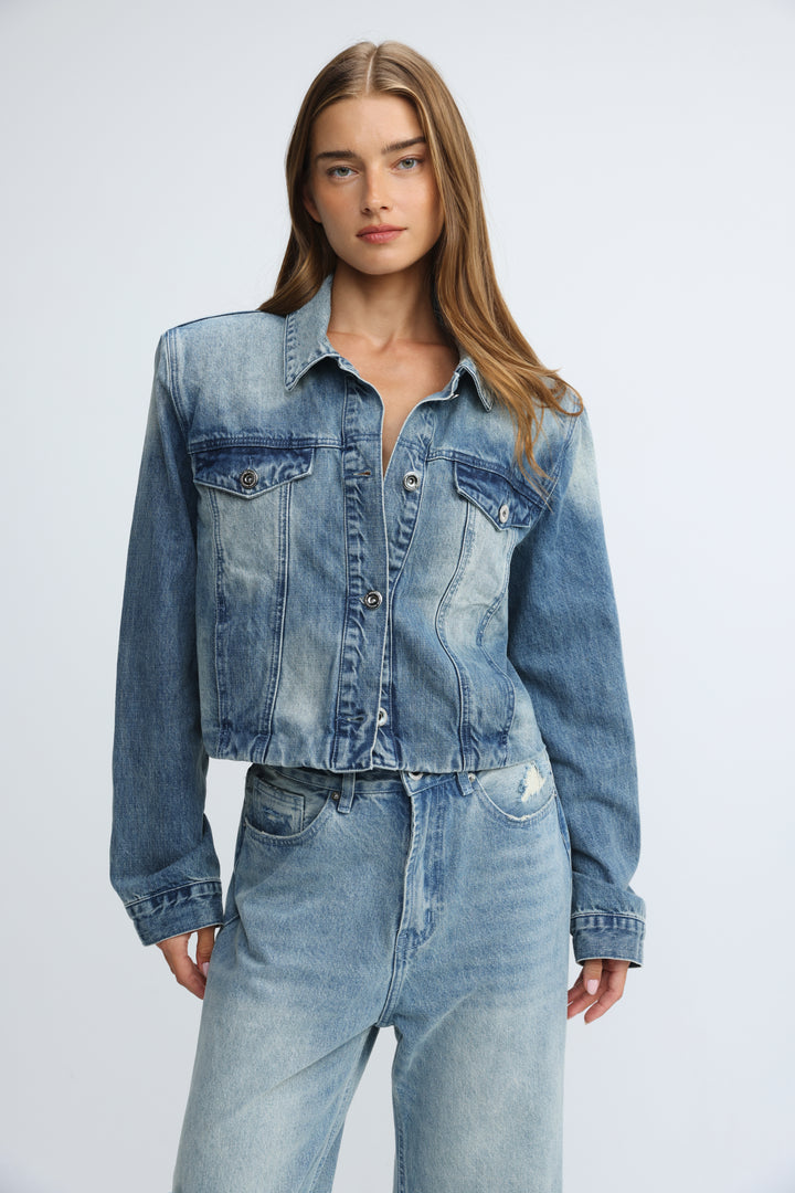 Padded Blue Denim Jacket