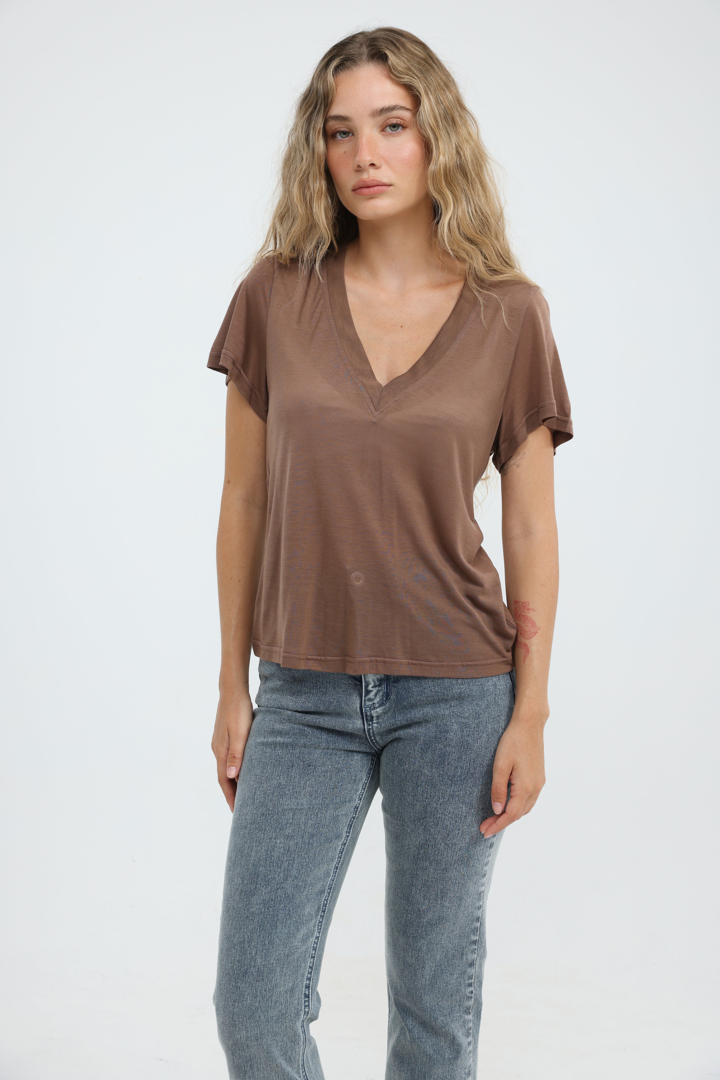 イベントにSalsation Wear V-Tshirt LIGHT BROWN Clean45 Brown V T-Shirt – SEESTARZ
