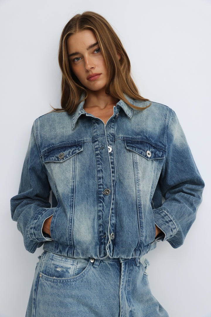 Padded Blue Denim Jacket